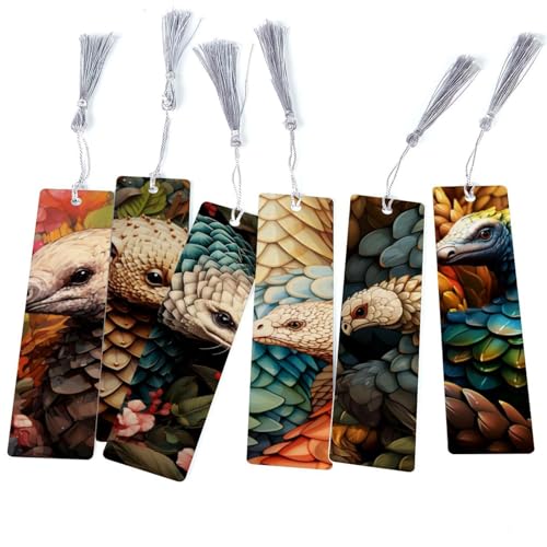 Marque-pages à pompons pangolin lot de 6 pour cadeaux de lecteurs et amoureux des livres