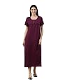 KRYPTIC Womens Burgundy Printed Pure Cotton Maxi Nightdress(Burgundy-XL)