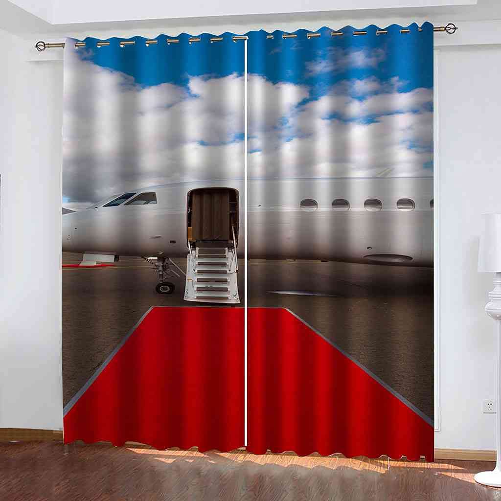 Schlafzimmer Wohnzimmer Blickdicht Ösenvorhang Schallschutz Verdunkelungsvorhang Flughafen Auf Dem Roten Teppich Waschmaschinenfest Kälte Und Wärmeisolierun Küche Vorhänge Dekoration 280x245cm