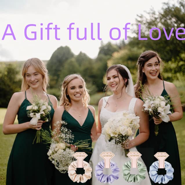 Miniatura 4 de 12 lazos para el cabello con tarjeta de diamante, espiral, regalo de dama de honor para novia, boda, fiestas, invitados, decoración de regalos