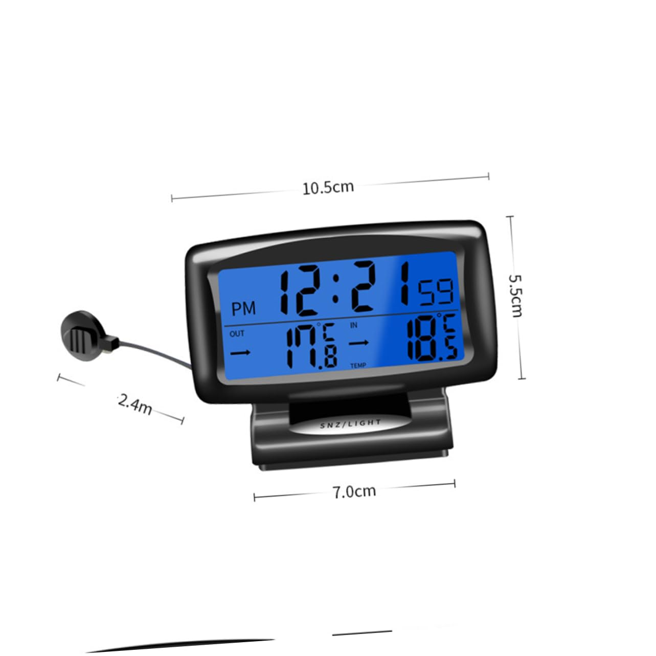 Beatifufu Auto for Car Clock Display Night-Light Function Metal Construction No Battery Needed