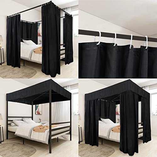 Kmhesvi Black Canopy Bed Curtains - 4 Corner Post Bed Curtains Canopy Queen Bed Canopy Curtains For Adults Girls Bedroom Decoration(Black, Queen) #TOP3