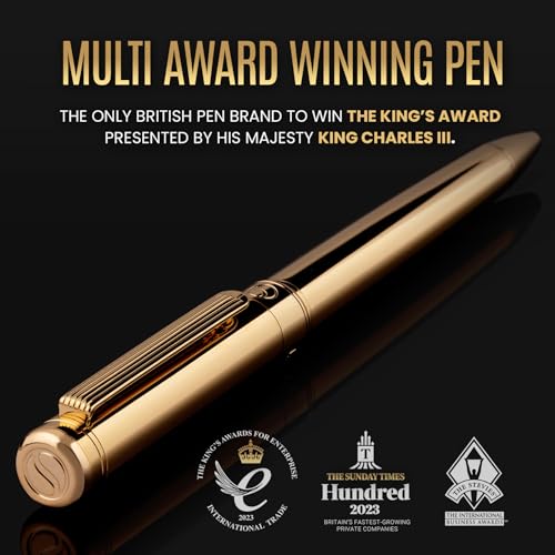 Image of Scriveiner Gold Ballpoint Pen - Stunning Luxury Pen, Real Gold Plating, Schmidt Black Refill, Best Ball Pen Gift Set for Men & Women, Professional Executive Office, Nice Fancy Designer Pens