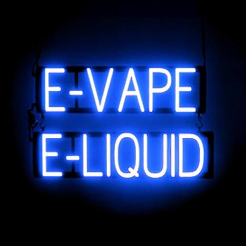 SpellBrite E-VAPE E-LIQUID - Letrero LED de neón para tiendas de humo 240 x 150 pulgadas ultra brillante LED de larga duración visible en interiores