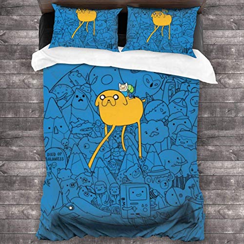 Knncch Literie Housse de Couette 3 pièces Ensemble Adventure Time literie Ensembles de Housse de Couette pour Enfants Femmes Hommes Cover