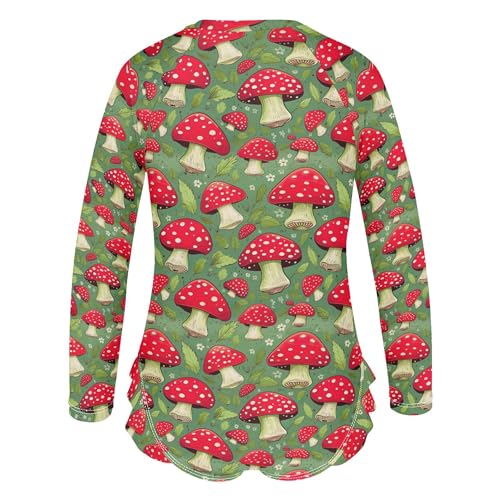 Mushroom Girls Long Sleeve Rashguard Swimsuit UV Protection One-Piece Swimwear Bathing Suit B04029023