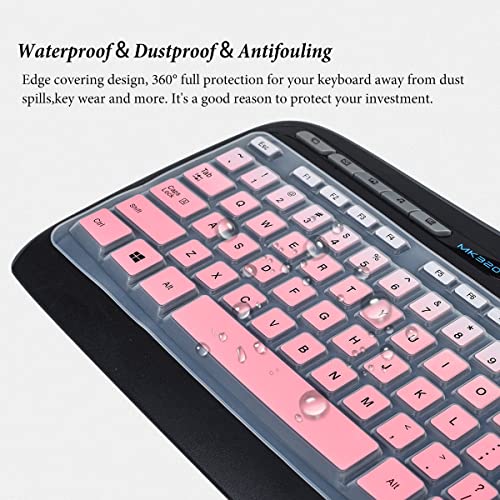 Image of Keyboard Cover for MK320 MK330 K330 Wireless Desktop Keyboard, MK320-YR002 /Y-R0009 Keyboard Skin Accessories-Gradual Pink