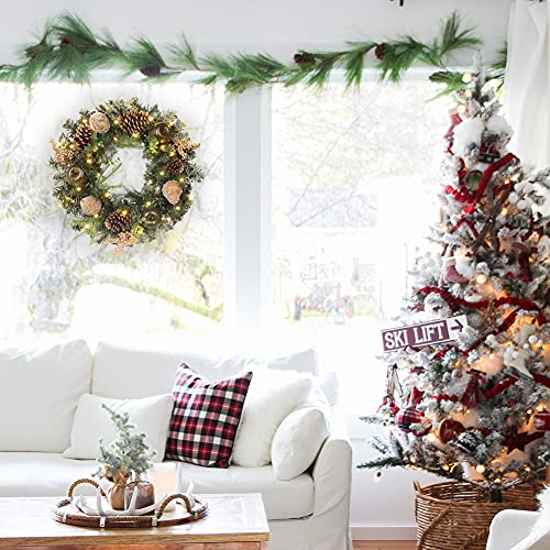 Christmas Wreath 20" Christmas Front Door Wreath Ornament With Led Lights Pinecone Berries Artificial Pine Garland For Party Table Fireplaces Porch Walls New Years Halloween Home Decor #TOP2