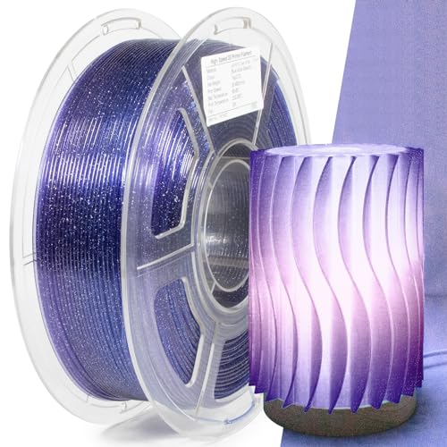 Image of Shiny Clear 3D Printer Filament 1.75mm, High Speed PETG Filament for 50-600mm /s, Blue to Purple Gradient Filament with Sparkling Glitter, Transparent PETG Filament 1kg(2.2lbs) Spool