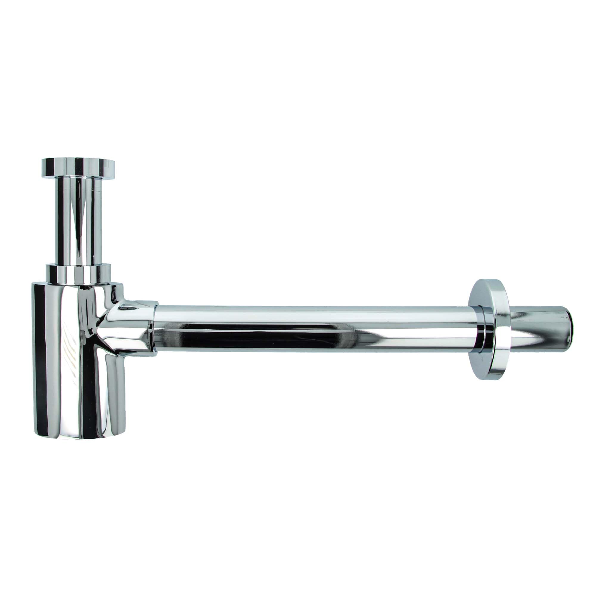 tecuro DESIGN ovaler Flaschensiphon Rohrgeruchsverschluss, Messing verchromt