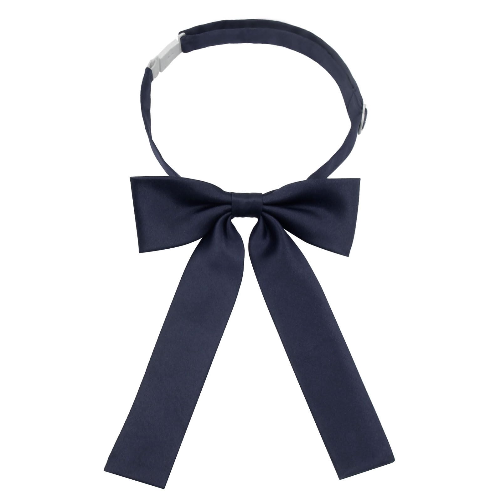 Mantieqingway Bow Ties for Women/Girls, Pre-tied Adjustable Bowties Solid Color Polyester Bow Tie for School Uniform Shirt