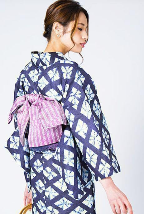 高級綿変わり織り紺花火の古典上品浴衣大人ゆかた 呉服店購入 ゆかた