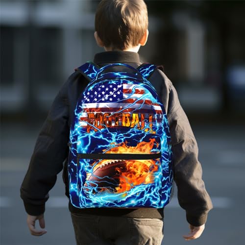 American Football Backpack For Boys Girls School Backpack for Kids Children Teens Elementary Middle School Students Bookbag Large Capacity Football Schools Bag Ages 6-18 Travel Back Pack3