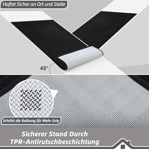 BEQHAUSE Türmatte Innen, super saugfähige Schmutzfangmatte, rutschfeste Maschinenwaschbare Fußmatte, Schmutzfänger Teppich für Hund, Eingang, Haustür, 60x90cm, Schwarz