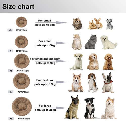 Calming Dog Bed,Anti Anxiety Dount Dog Bed,Fluffy Plush Dog Bed, Round Dog Bed With Non Slip Bottom And Washable, Suitable For Large, Medium And Small Pets (Medium, Brown) #TOP5