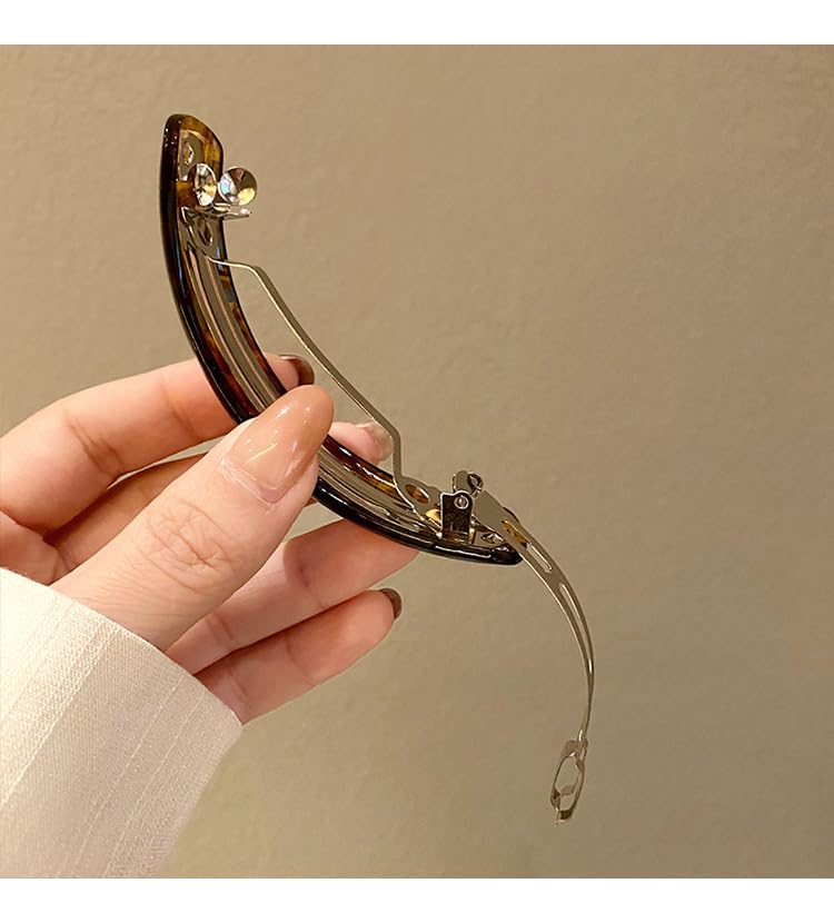 Miniatura 5 de Pasadores de pelo de concha de tortuga curvados delgados de 3.7 pulgadas para cabello grueso, pasadores franceses acrílicos, pinzas elegantes para