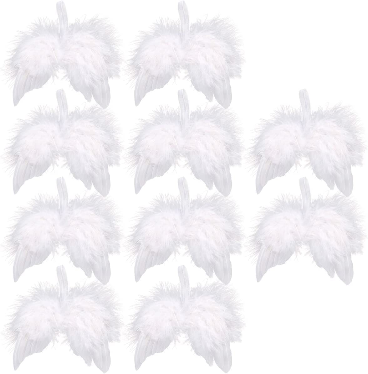 White 5/10Pcs 13Cm Vintage Feather Hanging Angel Wings Christmas Tree Wedding Decorations Gift (5)