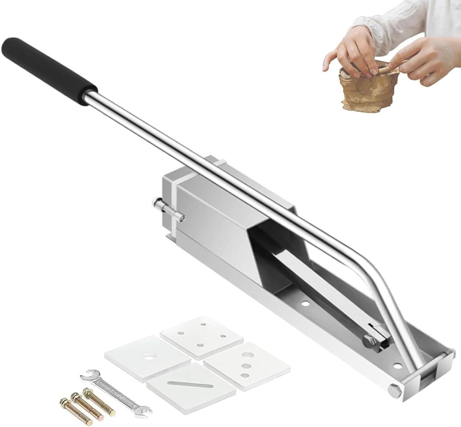 Eiwitany Stainless Steel Wall Mounted Clay Extruder, Multi-shape Sugar Paste & Polymer Clay Extrusion Cutter for Pottery Ceramic Craft Making