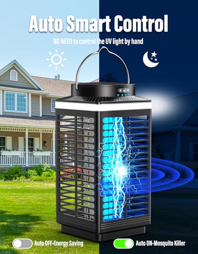 Image of Bug Zapper Outdoor Cordless, 4200V Electric Mosquito Zapper with LED Blue Light, 3 in 1 Portable & Rechargeable Bug Zapper Outdoor Waterproof IP67, Wireless Hanging Fly Zapper for Patio Camping