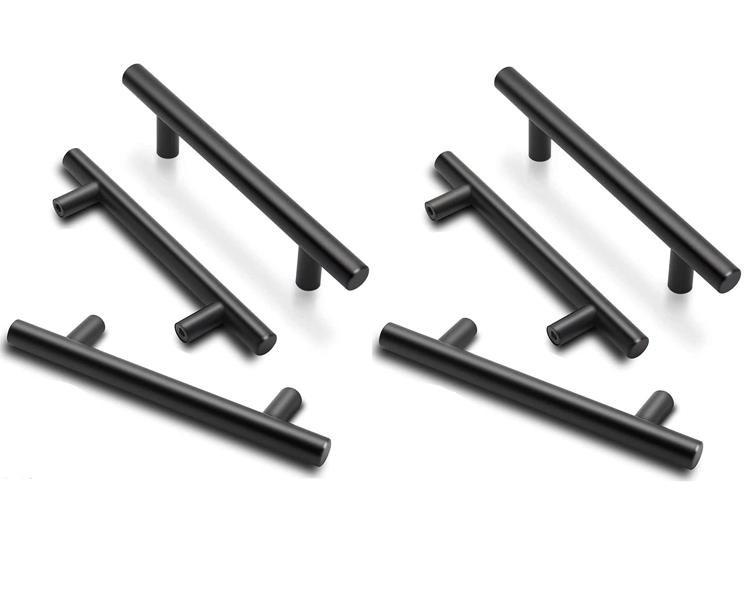Ansiedio Black Kitchen Cupboard Handles - 6 Pack Stainless Steel Drawer Handles 96Mm Cabinet Handles T Bar Kitchen Door Handles