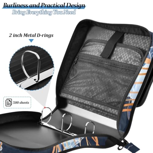Image of Custom 3 Ring Zipper Binder Jellyfish Dark Ocean Personalized Name 1.5 Inch Binders Large Capacity Multi Pockets for School Office Supplies