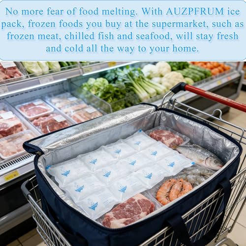 Image of Dry Ice Packs for Shipping | 24+ Hour Long Lasting Cold Ice Pack for Coolers | 3 Sheets - 48 Cells | Soak for 25-35 minutes - Expand - Dry - Use after Frozen | Reusable Freezer Block for Food