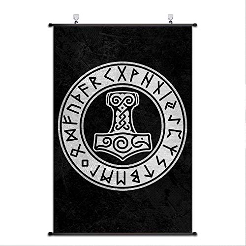 Póster de Mjolnir Srocll, decoración de pared de la cultura vikinga para casa 2