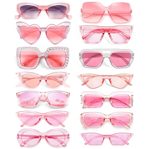 Pibupibu 14 Pack Mix Style Party Sunglasses Adult Bulk, Retro 80s
