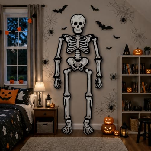 Image of 79 inch Skeleton Halloween Balloon, Jumbo Skull Foil Balloon for Halloween Decorations Indoor, Halloween Home Decor, Halloween Decorations Outdoor