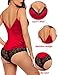 Avidlove Women Teddy Lingerie Lace Lingerie Sexy Deep V Lace Bodysuit Sexy One Piece Teddy(Red,L)