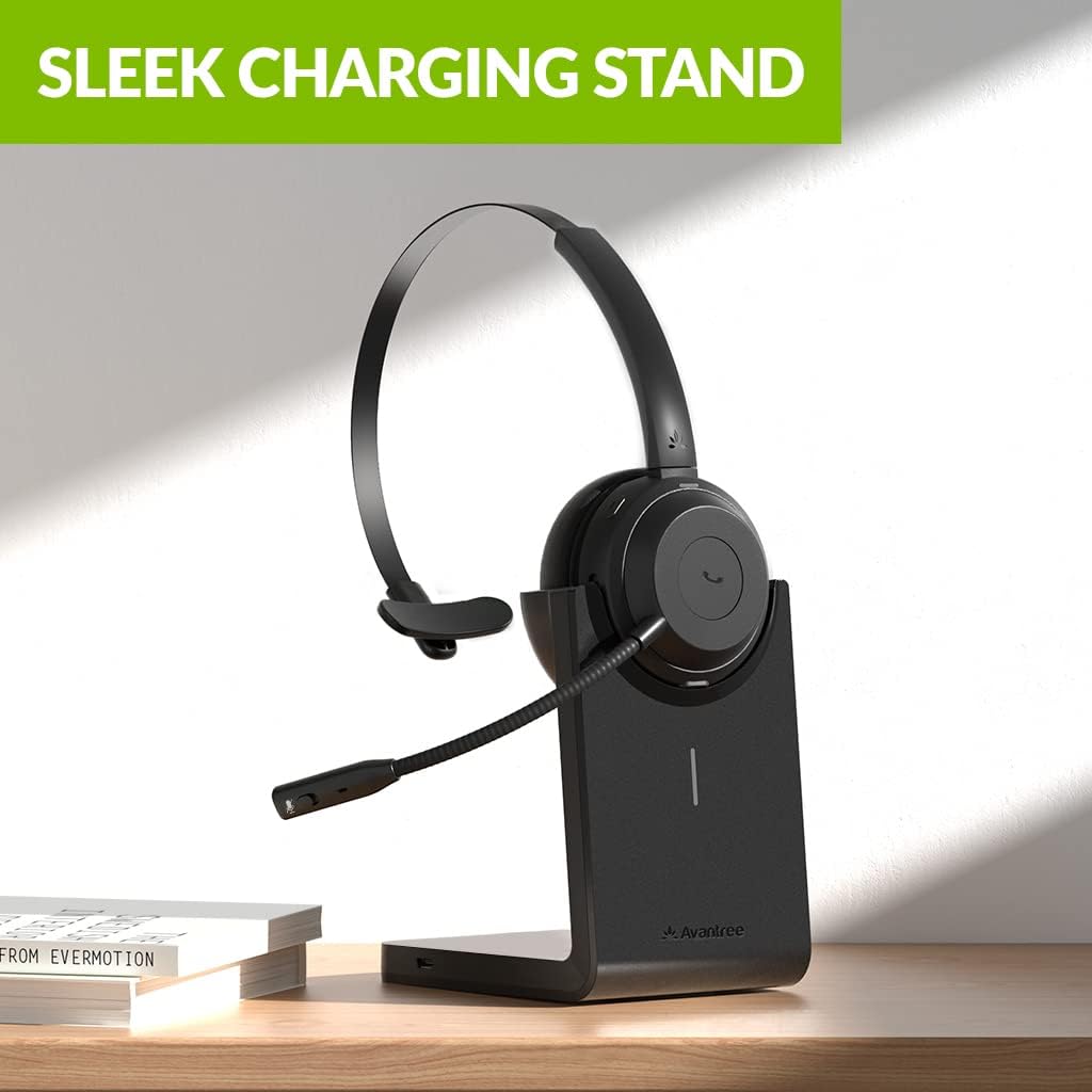 Avantree Alto Solo Bluetooth 5.1 Wireless Headset with USB Adapter & Noise Cancelling Microphone, Support Phone & PC Simutaneously, Mute Switch, Busy Light, Wired Use for Computer Laptop