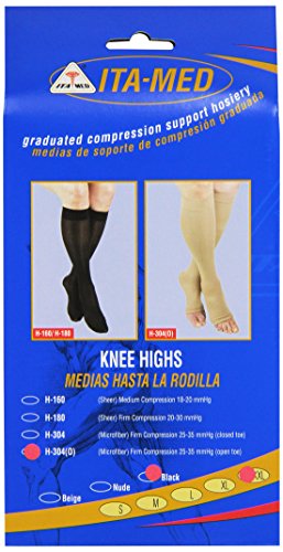 Image of ITA-MED I H-304(O)(3) XXL BL Microfiber Knee Highs, Black, XX-Large