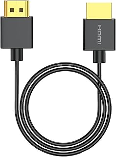 SkyeySnail 0.3m / 1ft 8K HDMI 2.1 Cable High Speed 48Gbps, Type A to A, Ultra Thin, Hyper Super Flexible Slim Cord, Diameter<3.6mm, eARC, for PS5, Xbox One, NS, GH5S, 8KUHD TV, Camera