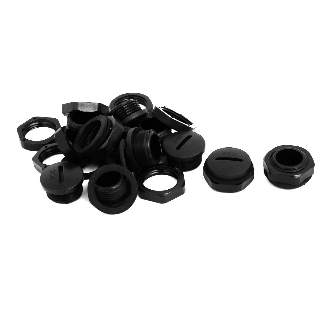 Aexit PG48 Nylon Transmission Male Threaded Cable Gland Screw End Cap Cover Black 10pcs