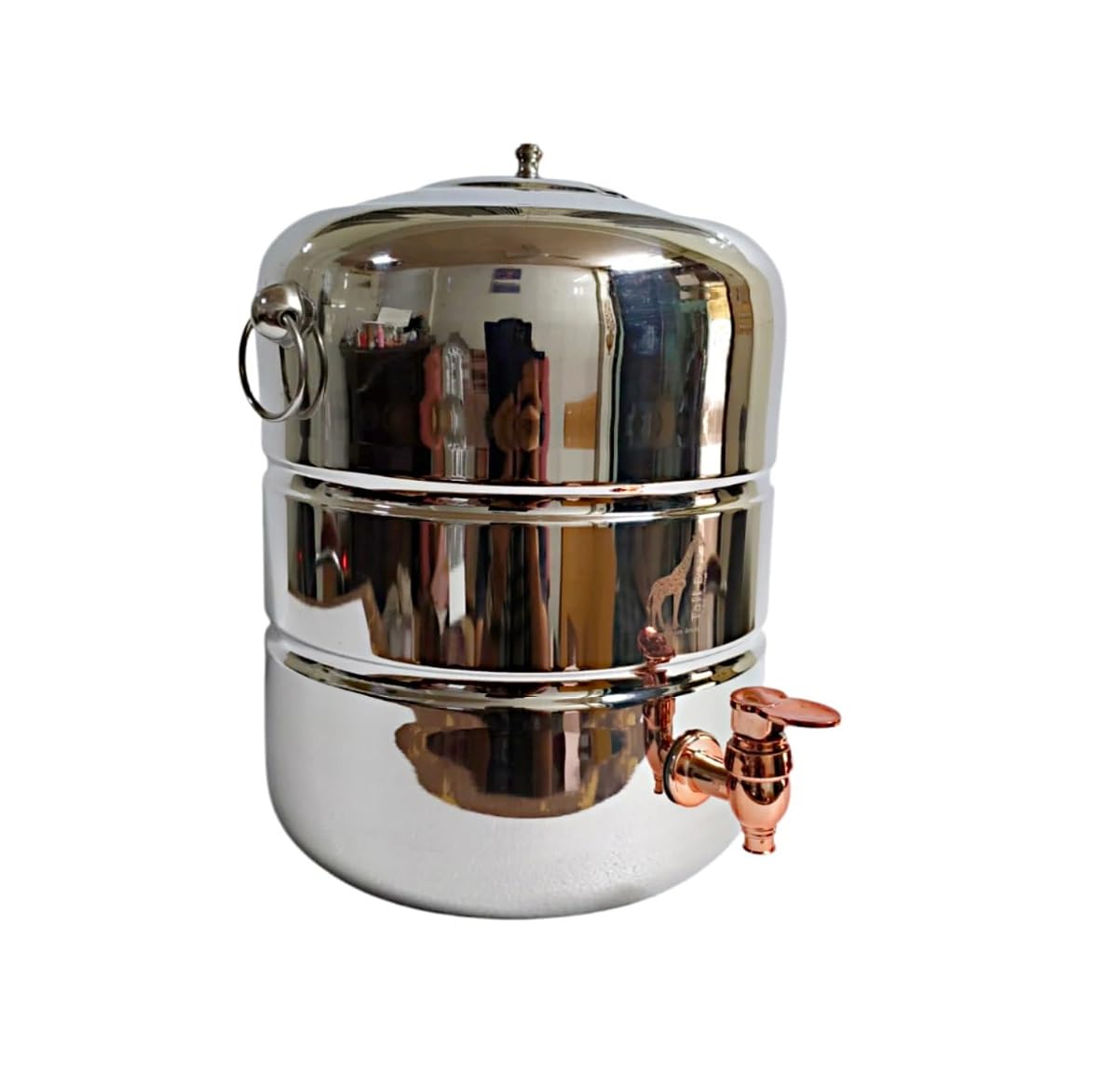 beautiful steel matka with tap 10 litre | water dispenser with tap | steel water pot with tap 10 ltr - with handle & lid + leakproof tap