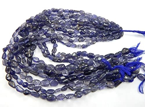 Iolite bleue nuggets perles naturelles LKBEADS 38cm pour création bijoux