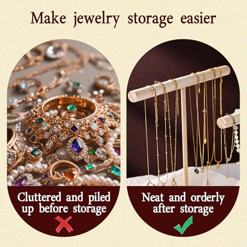 ZLKRHAK 1 Set Mit 3 T-förmigen Schmuckständern Aus Holz. Schmuckaufbewahrungsregal. Schmuckständer Geeignet Für Uhren, Armbänder, Halsketten.