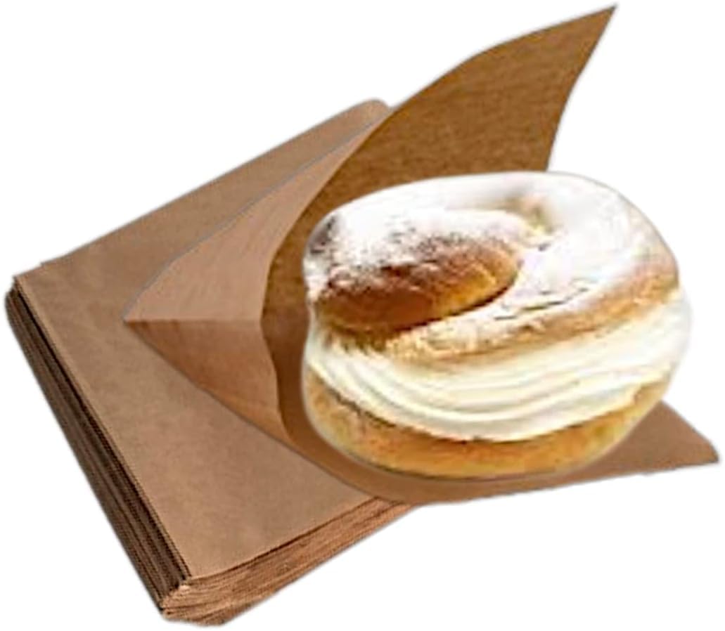 Sacchetti in Carta Kraft Antigrasso 250 Pezzi 15x15 cm per Hamburger Kebab Panini