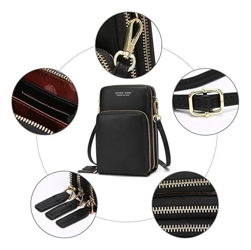 Bolsa Feminina Lateral e Transversal Versatil Porta Celular Celular C/Visor Transparente Tipo Cartei