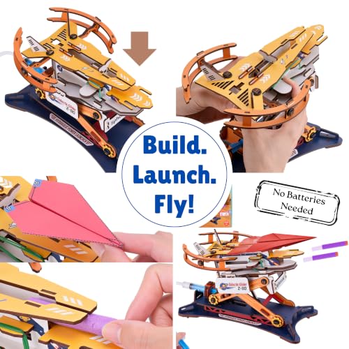 Image of 2-in-1 Hydraulic Paper Airplane & Dart Launcher 3D Wooden Puzzle