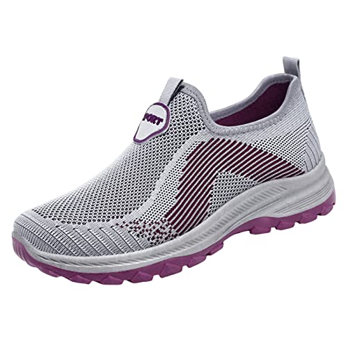 Genérico Zapatillas Mujer Zapatillas Fascitis Plantar Mujer Zapatos Deportivos Verano a la para Mujer, Parte Superior Plana Antideslizante, Parte Superior Deportivas Negras Mujer Zapatillas (PP1, 41)