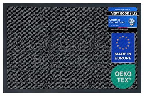 Carpet Diem Felpudo Antideslizante 40 x 60 cm   Trampa de Tierra Felpudo Exterior e Interior para una Entrada Limpia   Fácil de Cuidar   Negro Antracita