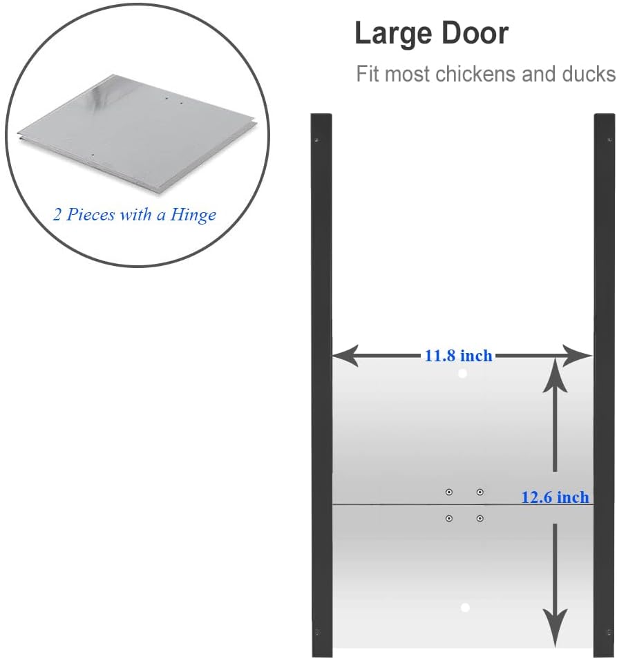 JVR Automatic Chicken Coop Door with Dusk to Dawn Light Sensor, Heavy Duty Aluminum Security Door, Smart Anti-Pinch Sensor & Industrial Actuator Motor, Outdoor Weatherproof, Fits 11" x 12" Openings