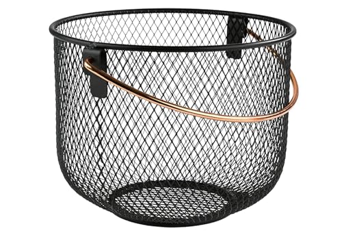 APS 30207 Brot - und Obstkorb, Metallkorb, schwarzer Korb mit Griff in Kupferoptik, Ø 21 cm, 16,5 cm Höhe