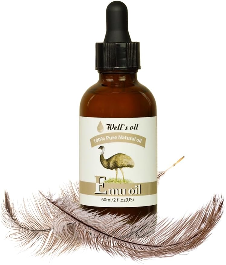 Well's Oil100% Pure Emu Oil - Moisturizing, Conditioning & Nourishing | Fatty Acids | All Natural | For Skin and Hair Care (2 Fl Oz / 60 ml)
