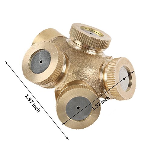 Syooy 4 Hole Brass Spray Nozzle Misting Nozzles Garden Sprinklers Irrigation Fitting Water Connector 4 Pcs #TOP2