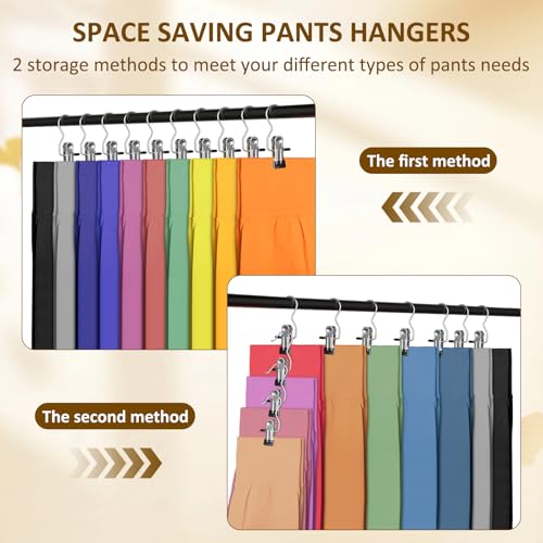 Leggings Organizer für Schrank, tragbare Hosenbügel für Reisen, 20 Stück hängende Clips mit rutschfester Gummibeschichtung, platzsparender Schrank-Organizer und Aufbewahrung für Röcke, Shorts, Jeans