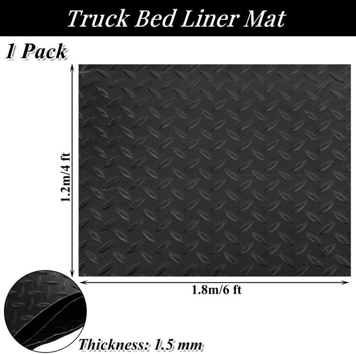4 x 6 FT Utility Truck Bed Mat, All Weather Truck Bed Liner Mat Universal Size, Plastic Cargo Liner Protection Cargo Mat for Your Truck Van SUV Pickup – Black - Image 2