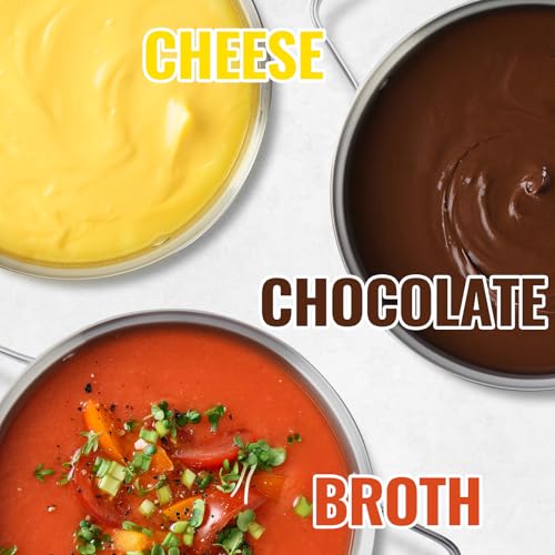 CUSIMAX Electric Fondue Set, 1500W Electric Fondue Pot with Luminous Control Dial, 8 Colour Coded Stainless Steel Forks, For Chocolate, Cheese, Broth, Oil, Stainless Steel Fondue Maker, 1.4Quart