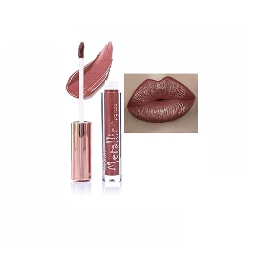 kdhgoo Brillo labial metálico mate, impermeable, fuerte pigmentado, de larga duración, antiadherente, diamante, brillante, líquido, maquillaje para